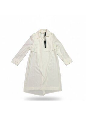 Black Label By Chicos Womens White Sheer Open-Front Trench Coat 69% Triacetate S